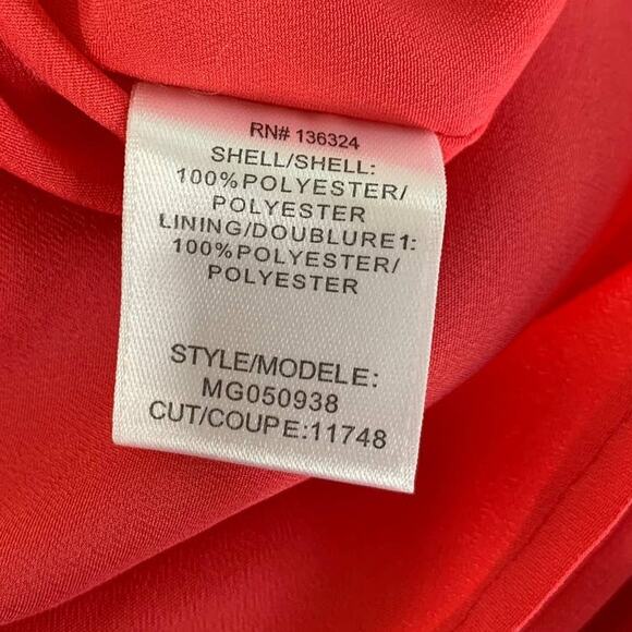 Halston Heritage Twist Front Boat Neck Drape Short Sleeve Dress Coral Red Small - Picture 9 of 14